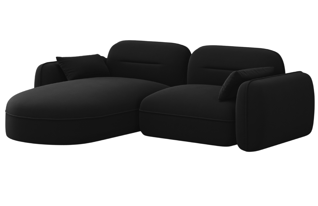 Cosmopolitan Design Černá sametová rohová pohovka Sydney 230 cm, levá