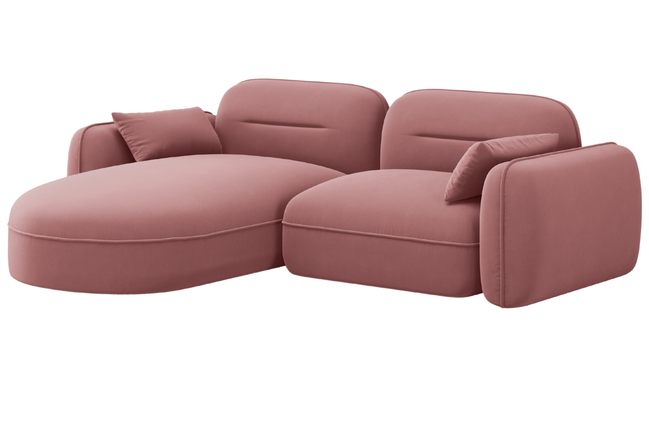 Cosmopolitan Design Růžov&aacute; sametov&aacute; rohov&aacute; pohovka Sydney 230 cm, lev&aacute;