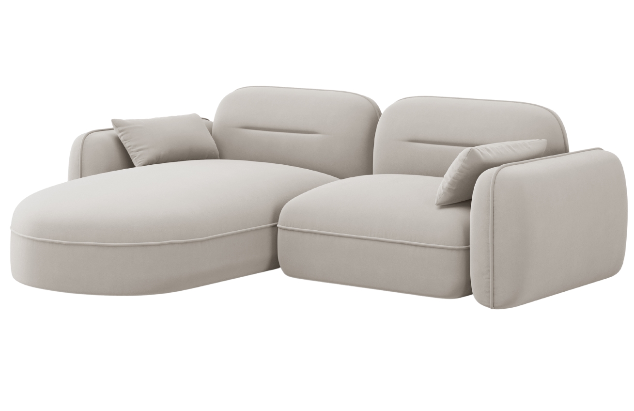 Cosmopolitan Design Světle b&eacute;žov&aacute; sametov&aacute; rohov&aacute; pohovka Sydney 230 cm, lev&aacute;