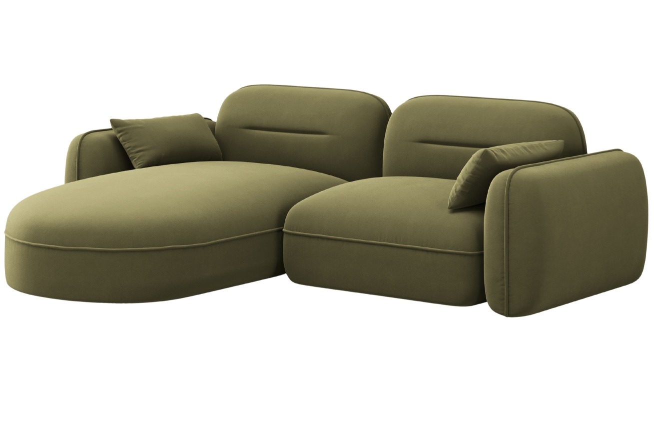 Cosmopolitan Design Zelen&aacute; sametov&aacute; rohov&aacute; pohovka Sydney 230 cm, lev&aacute;