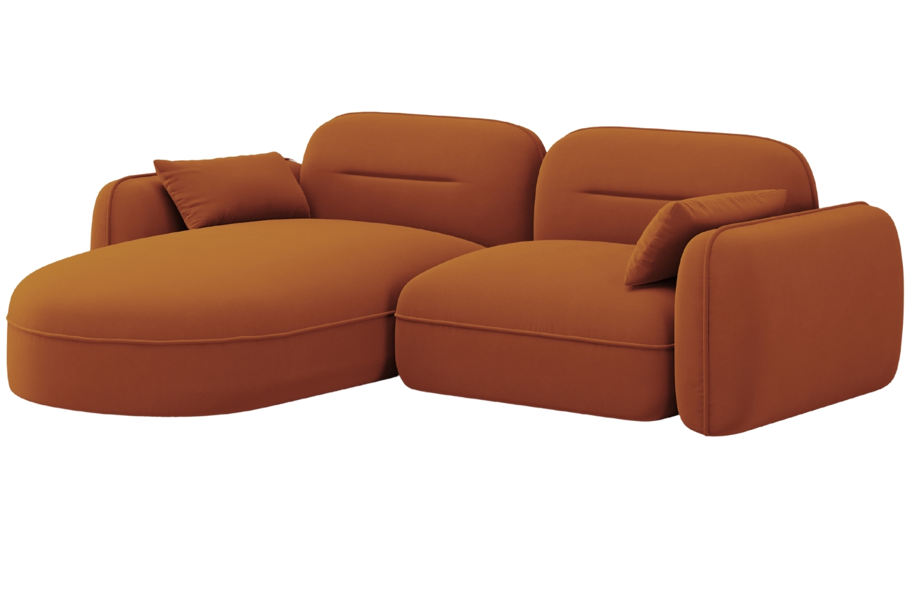 Cosmopolitan Design Terakotově oranžov&aacute; sametov&aacute; rohov&aacute; pohovka Sydney 230 cm, lev&aacute;
