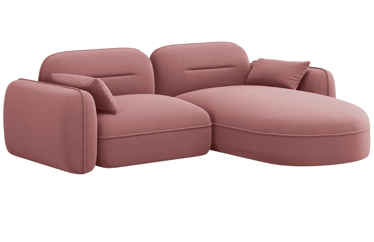Cosmopolitan Design Růžová sametová rohová pohovka Sydney 230 cm, pravá