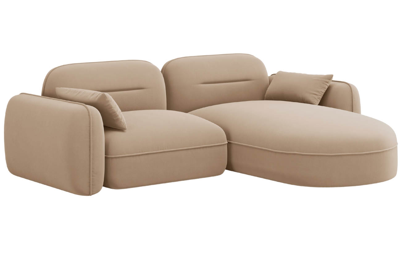 Cosmopolitan Design Pískově hnědá sametová rohová pohovka Sydney 230 cm, pravá