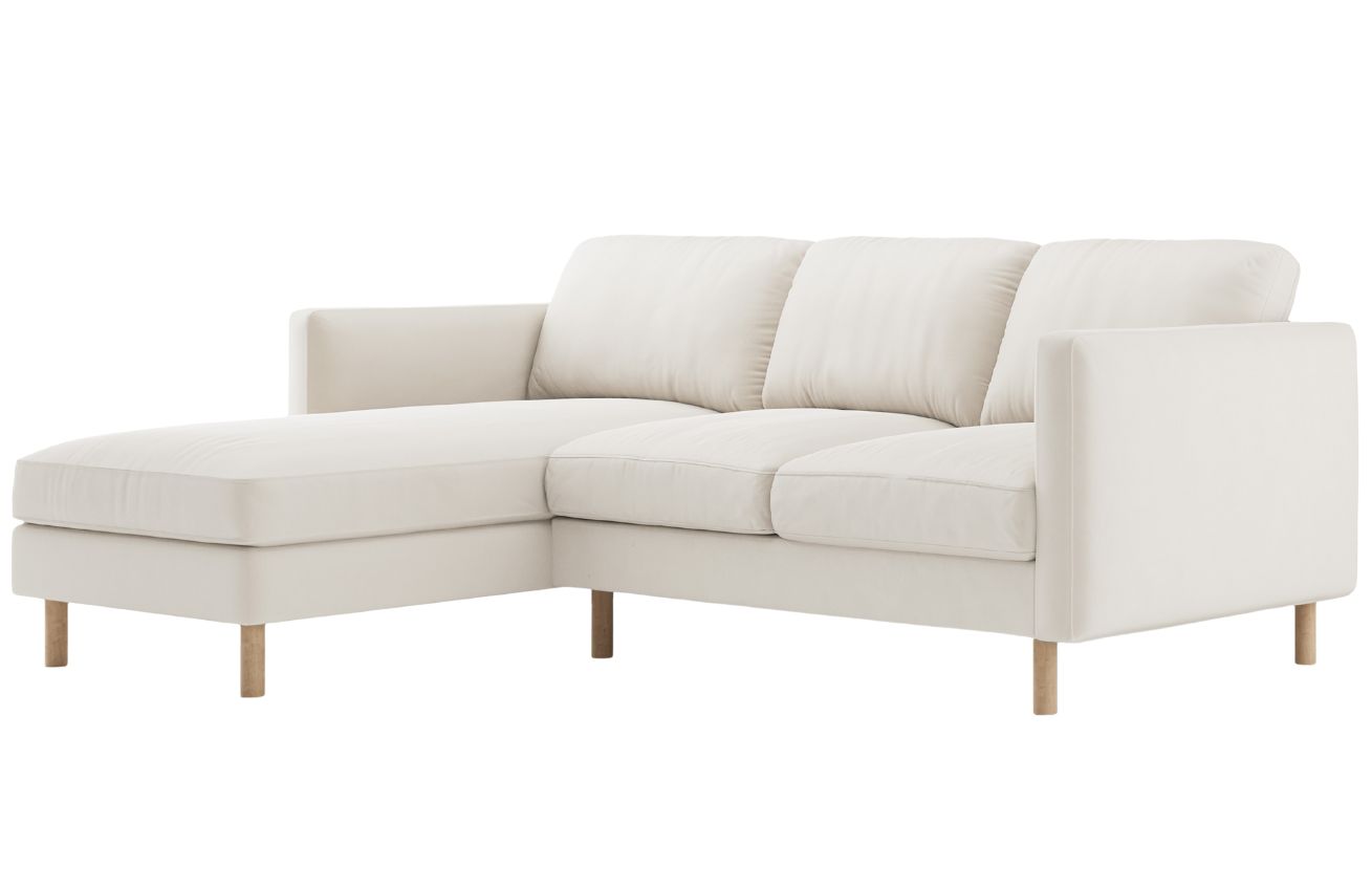 Micadoni B&iacute;l&aacute; sametov&aacute; rohov&aacute; pohovka Eden 223 cm, lev&aacute;