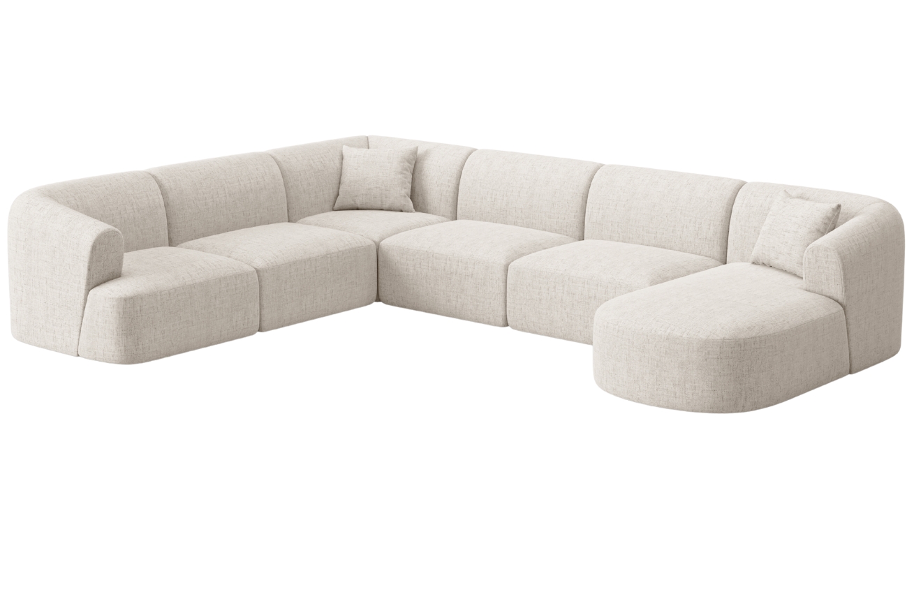 Cosmopolitan Design Světle béžová čalouněná rohová pohovka Campi 330 cm, levá