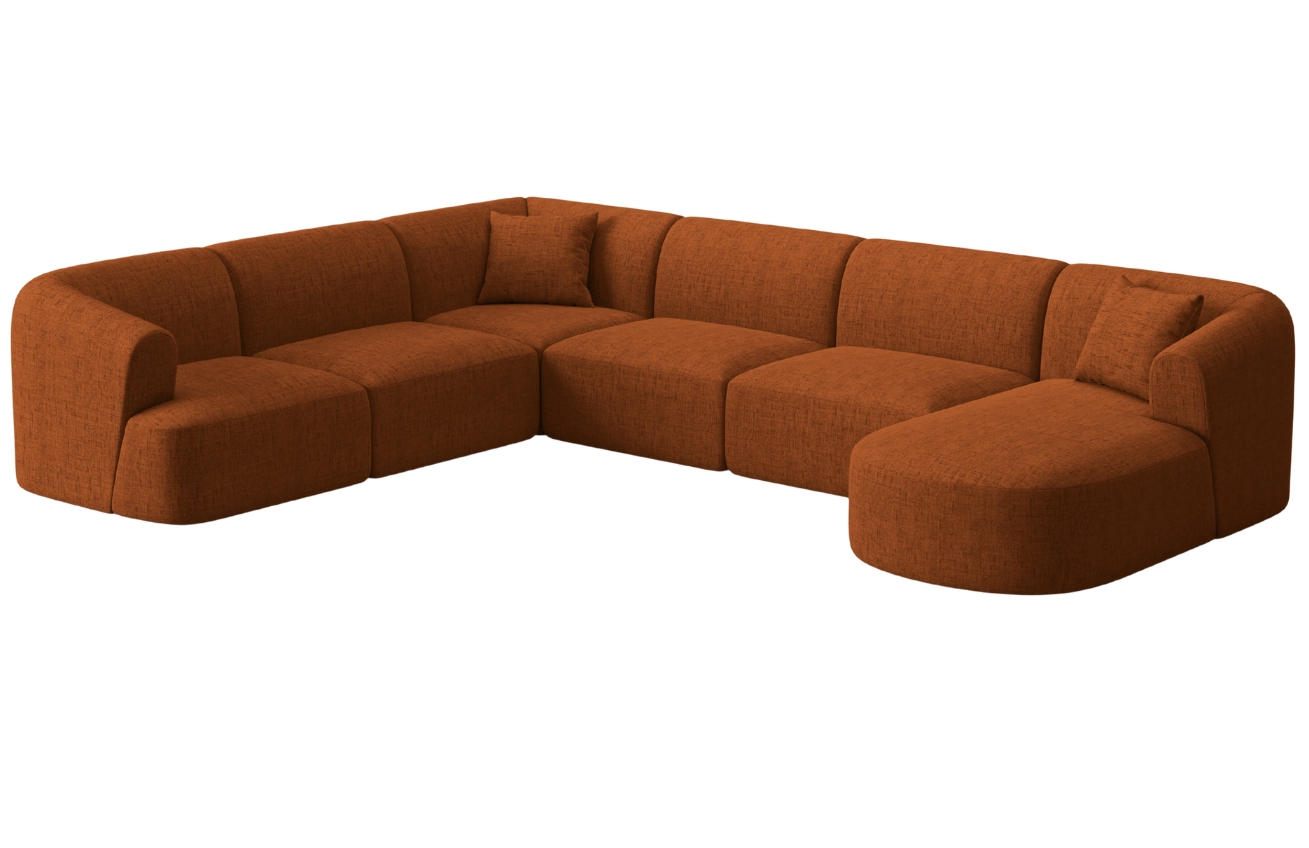 Cosmopolitan Design Terakotově oranžová čalouněná rohová pohovka Campi 330 cm, levá