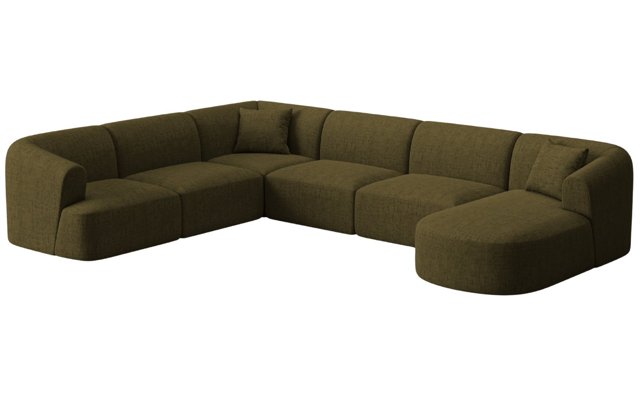 Cosmopolitan Design Zelená čalouněná rohová pohovka Campi 330 cm, levá