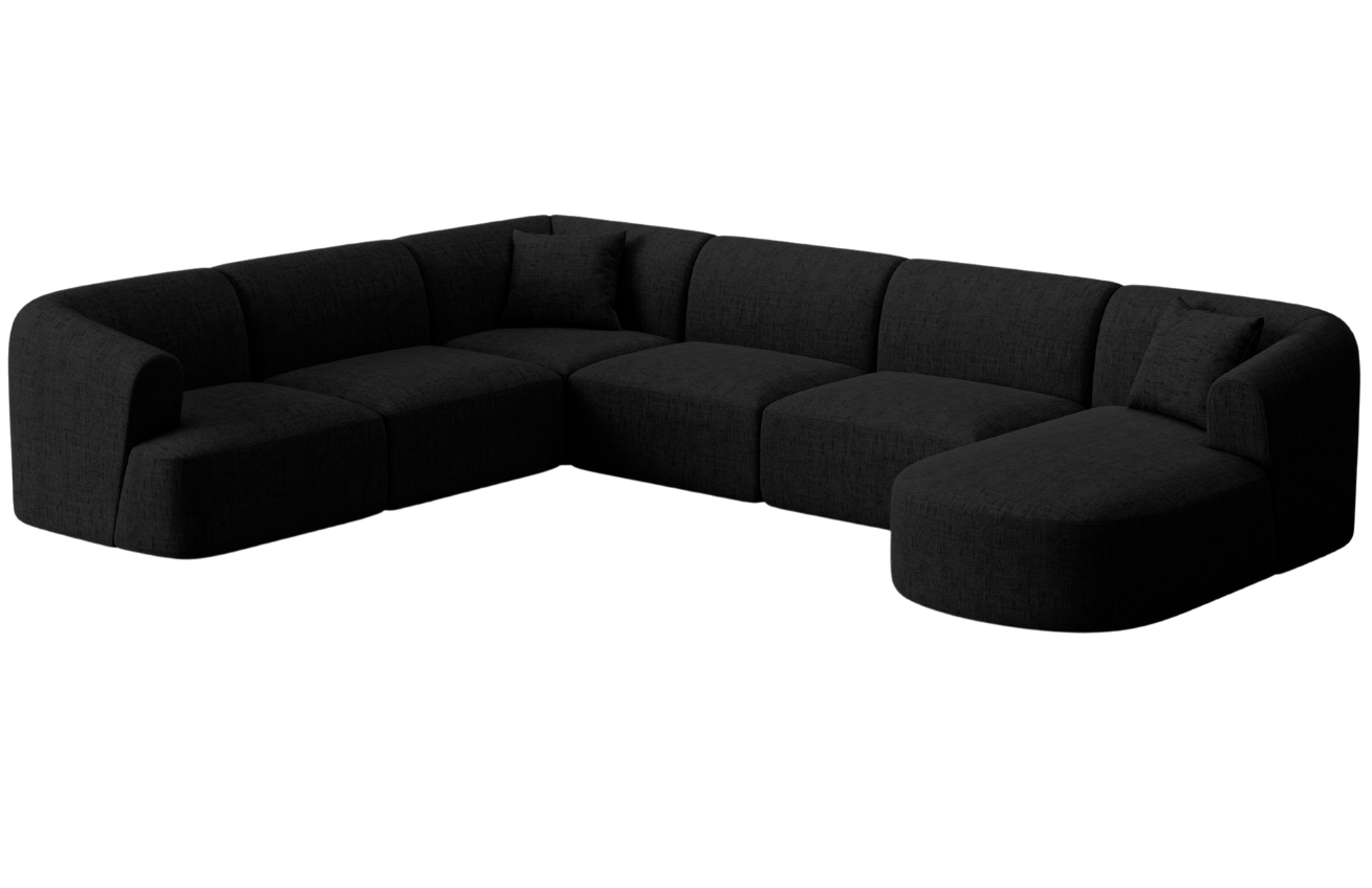 Cosmopolitan Design Černá čalouněná rohová pohovka Campi 330 cm, levá