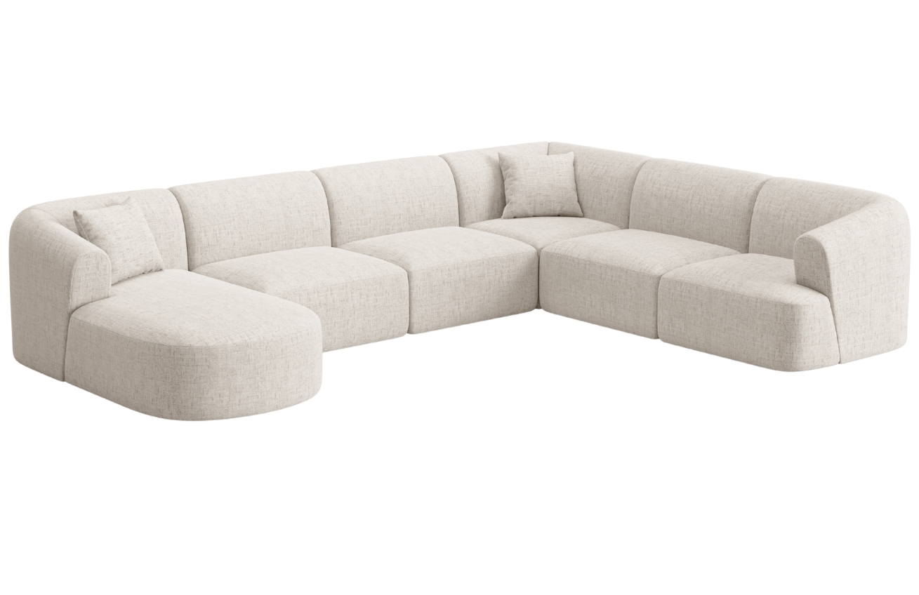 Cosmopolitan Design Světle béžová čalouněná rohová pohovka Campi 330 cm, pravá