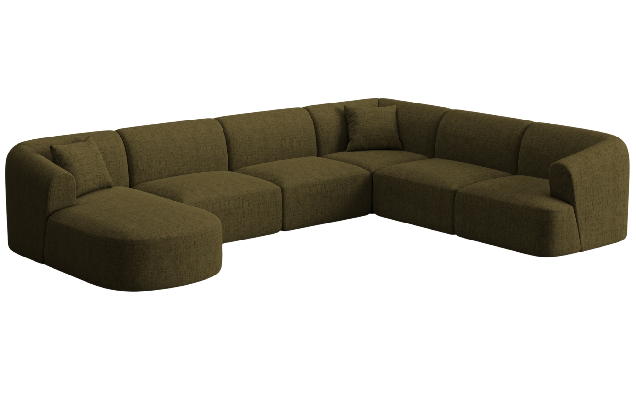 Cosmopolitan Design Zelená čalouněná rohová pohovka Campi 330 cm, pravá