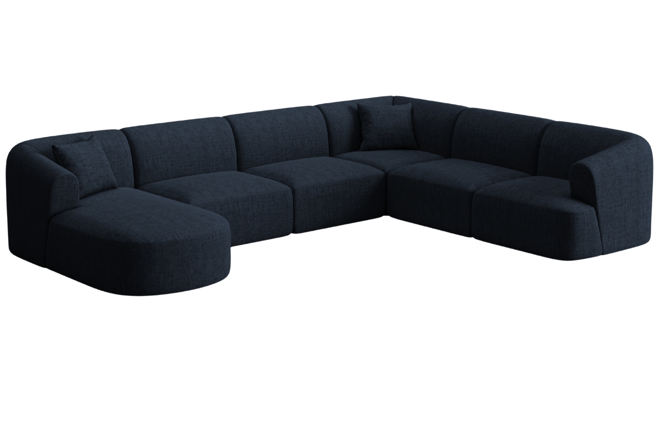 Cosmopolitan Design Královsky modrá čalouněná rohová pohovka Campi 330 cm, pravá