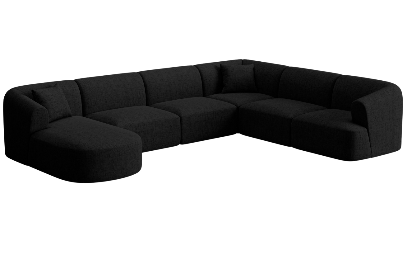 Cosmopolitan Design Černá čalouněná rohová pohovka Campi 330 cm, pravá