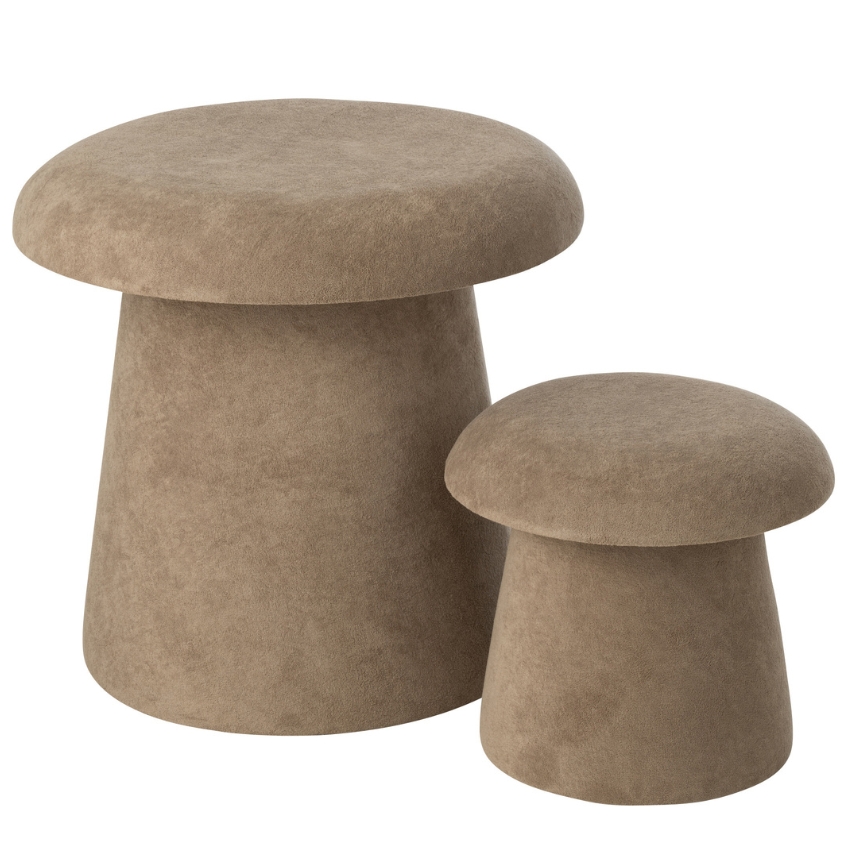 J-line Set dvou béžových stoliček Mushroom 60/37,5 cm