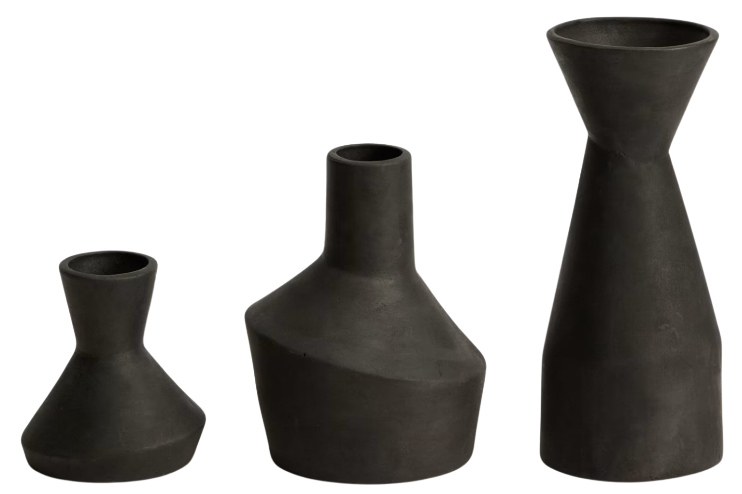Kave Home Set tří černých váz Dunari 12/18/24,5 cm
