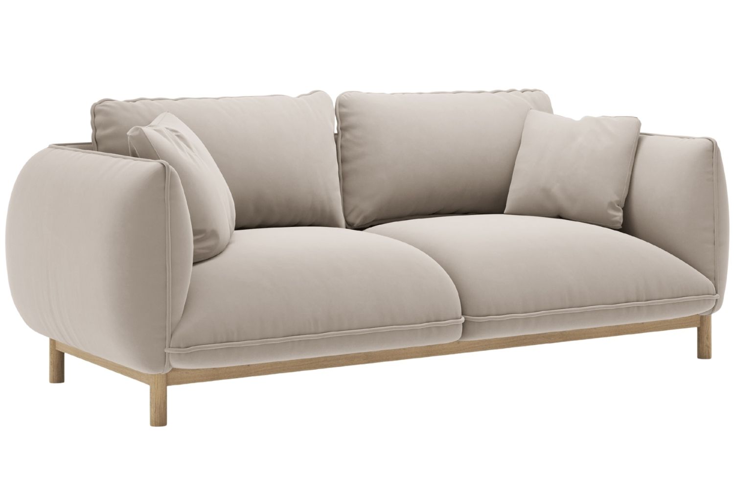 Micadoni Světle b&eacute;žov&aacute; sametov&aacute; dvoum&iacute;stn&aacute; pohovka Ada 178 cm