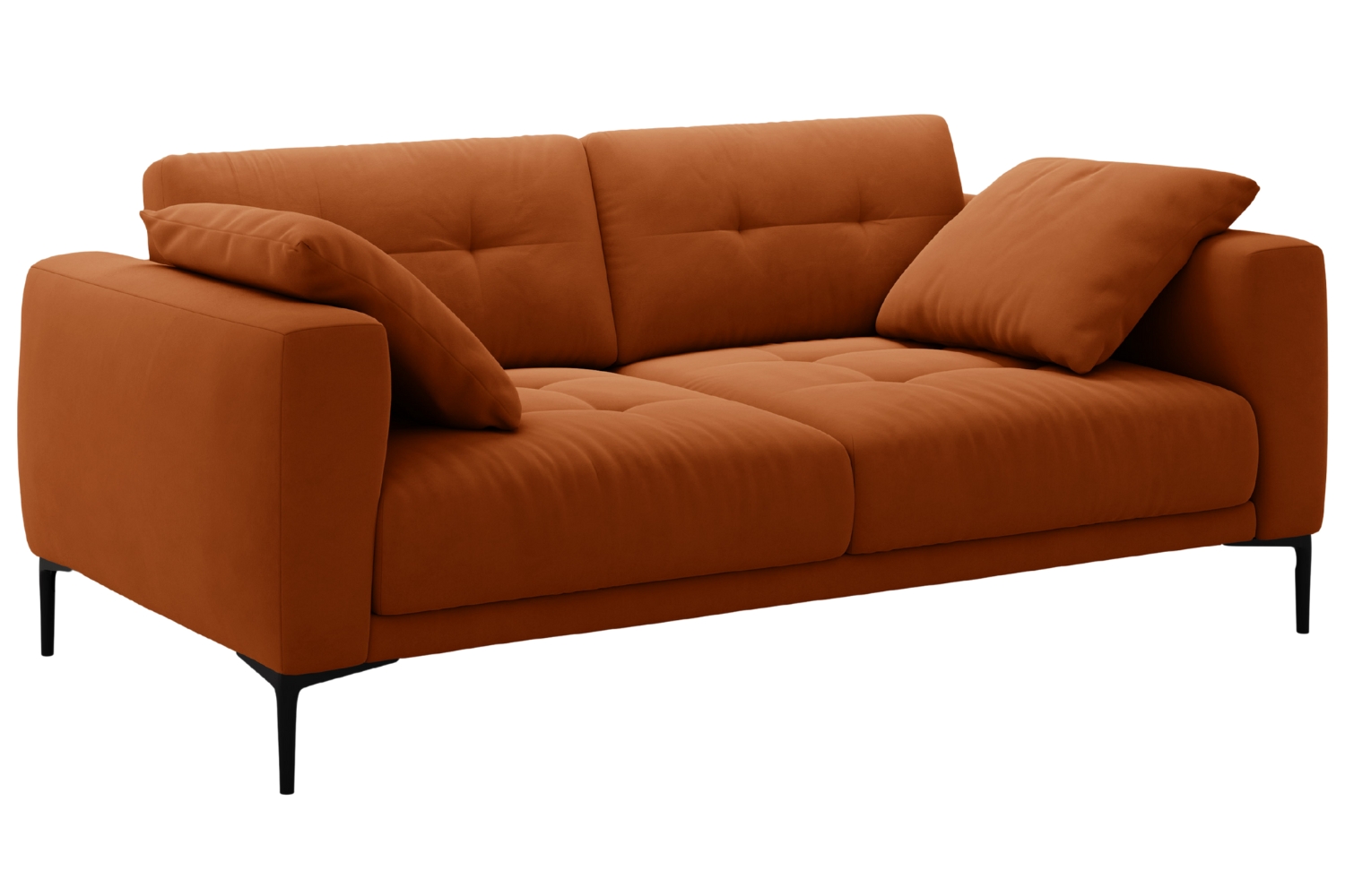 Micadoni Terakotově oranžov&aacute; sametov&aacute; trojm&iacute;stn&aacute; pohovka Bemy 200 cm