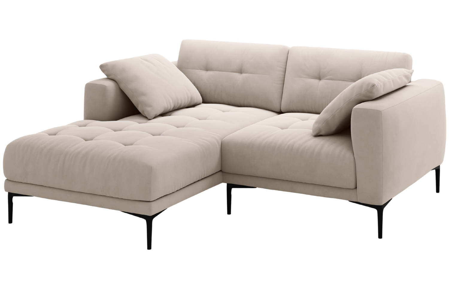 Micadoni Béžová sametová rohová pohovka Bemy 205 cm, levá