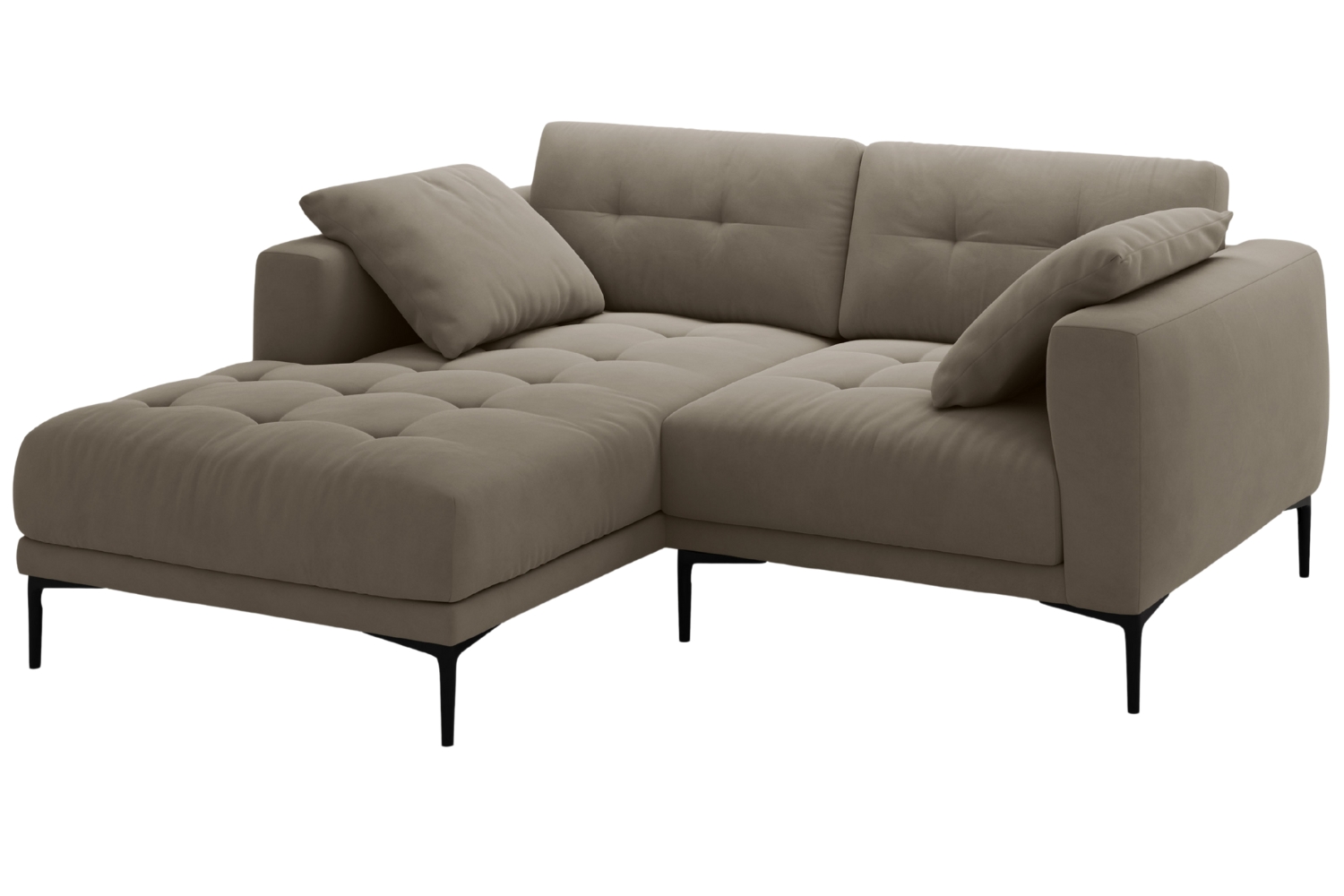 Micadoni Hnědošedá sametová rohová pohovka Bemy 205 cm, levá