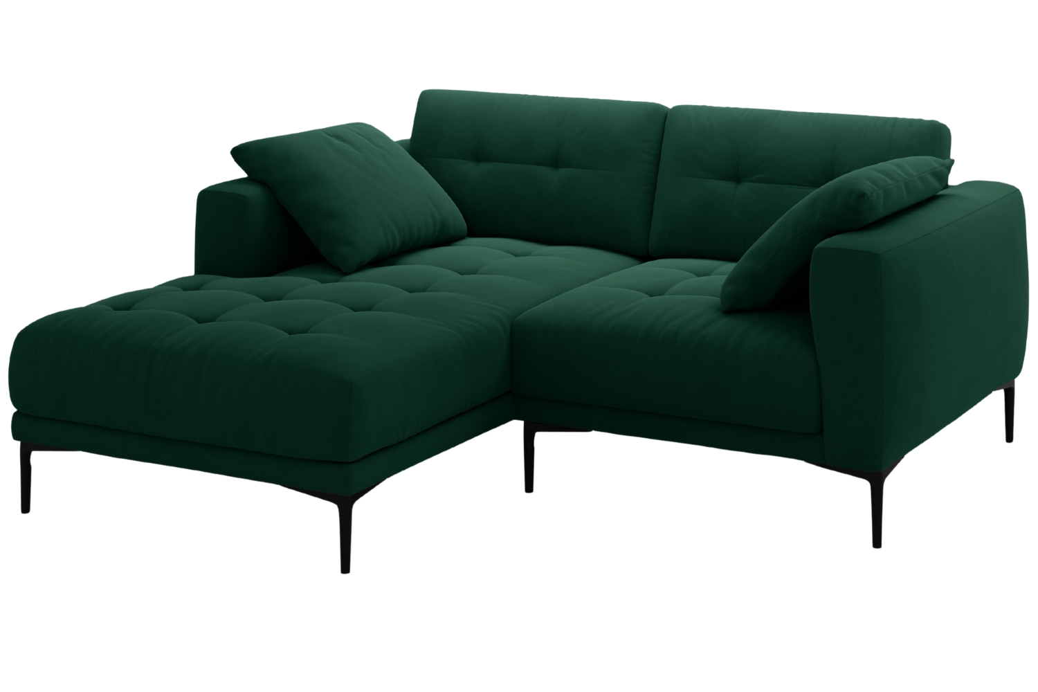 Micadoni Lahvově zelená sametová rohová pohovka Bemy 205 cm, levá