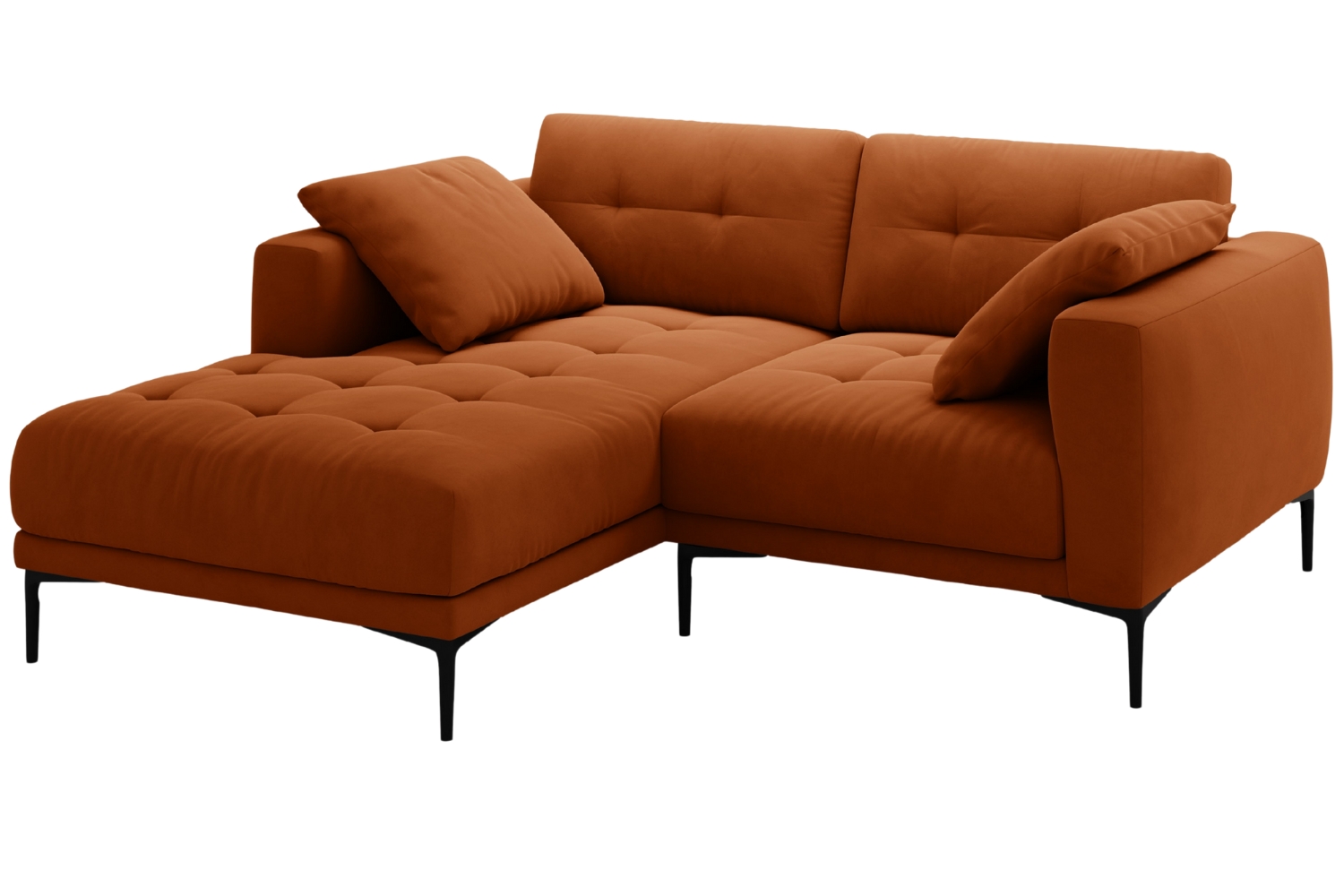 Micadoni Terakotově oranžová sametová rohová pohovka Bemy 205 cm, levá