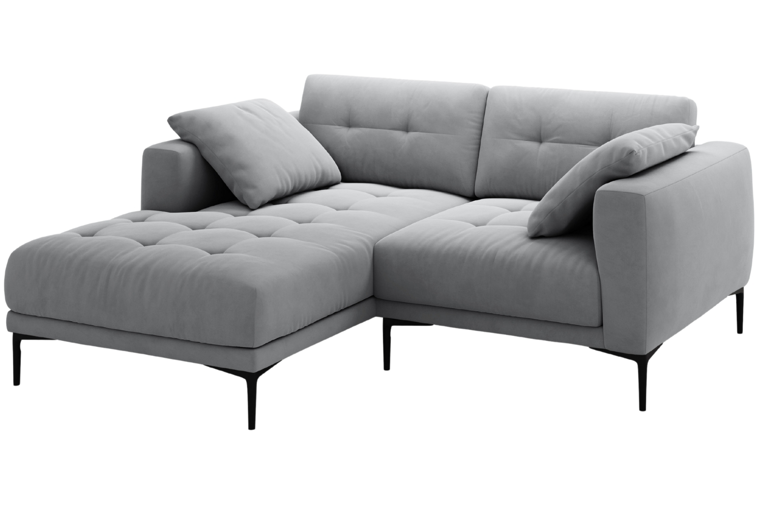 Micadoni Šedá sametová rohová pohovka Bemy 205 cm, levá