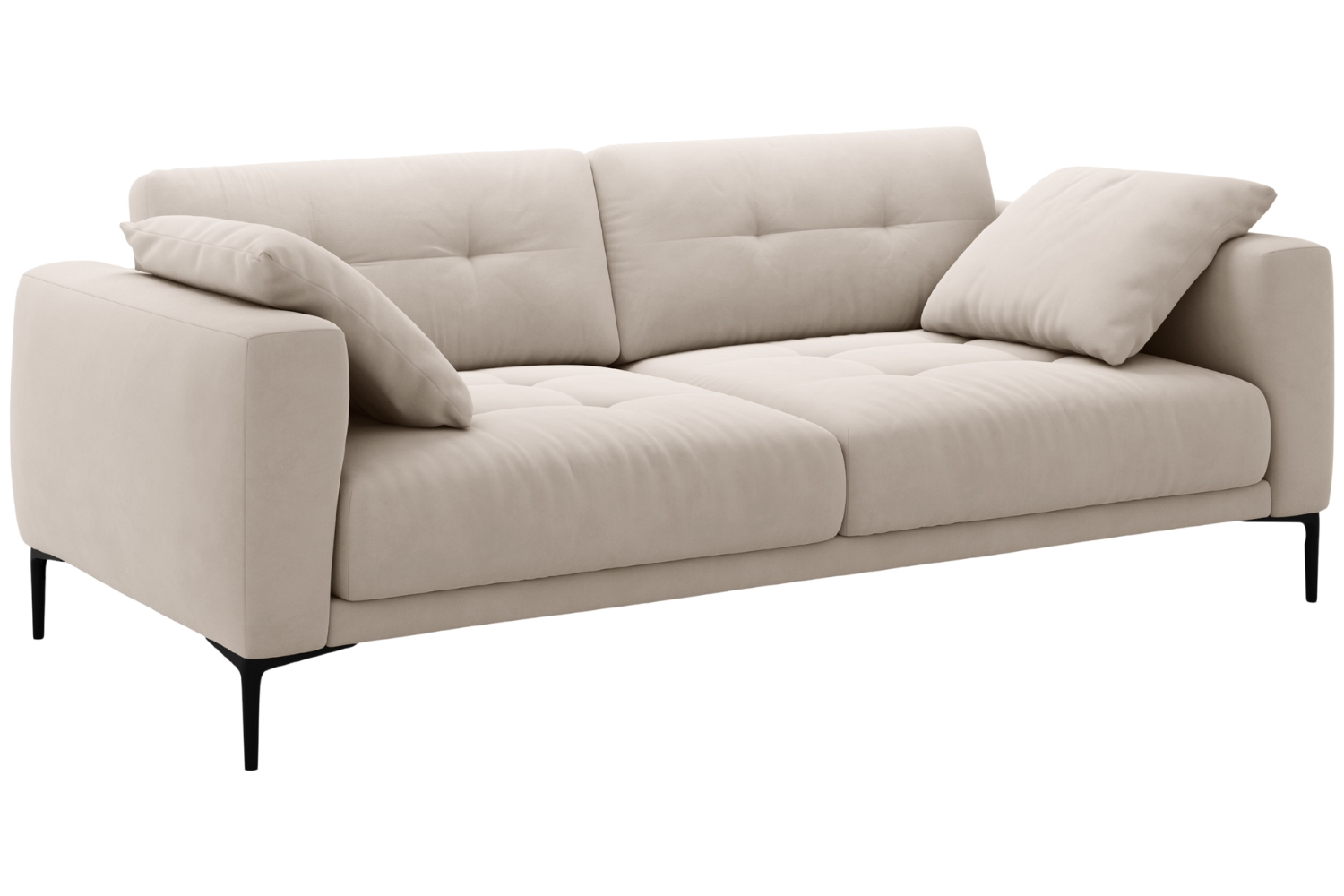 Micadoni B&eacute;žov&aacute; sametov&aacute; čtyřm&iacute;stn&aacute; pohovka Bemy 230 cm