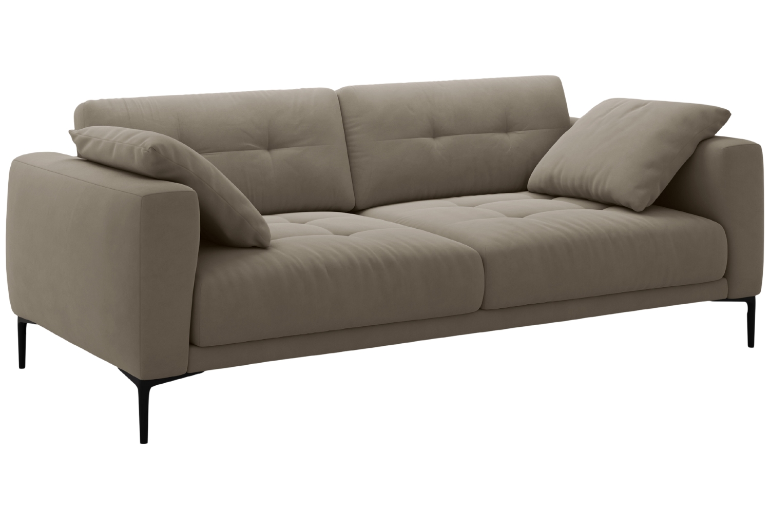 Micadoni Hnědo&scaron;ed&aacute; sametov&aacute; čtyřm&iacute;stn&aacute; pohovka Bemy 230 cm