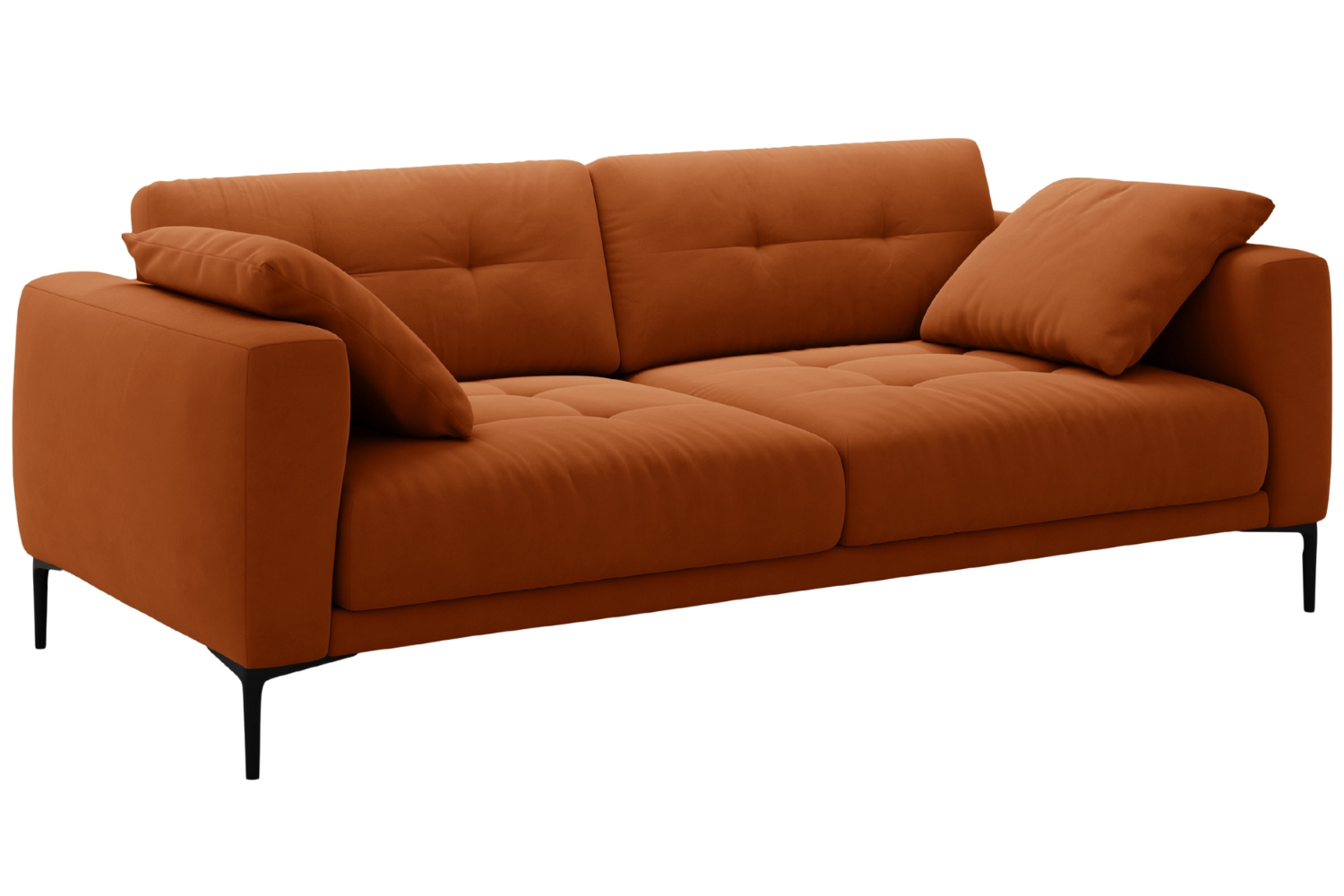 Micadoni Terakotově oranžová sametová čtyřmístná pohovka Bemy 230 cm