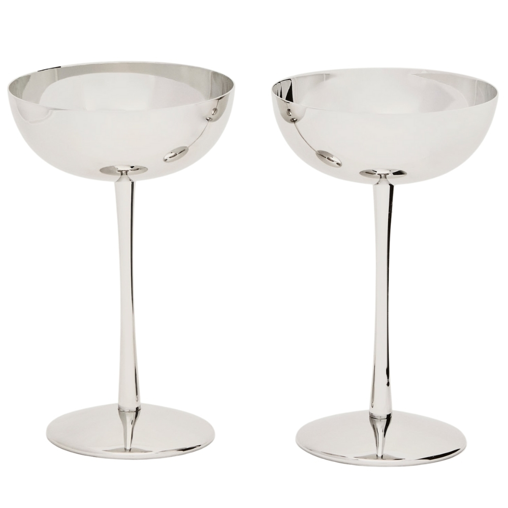 Kave Home Set dvou nerezov&yacute;ch skleniček Nirela