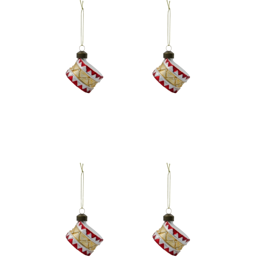 House Doctor Červeno-zlaté skleněné vánoční ozdoby Tambur, 4 ks