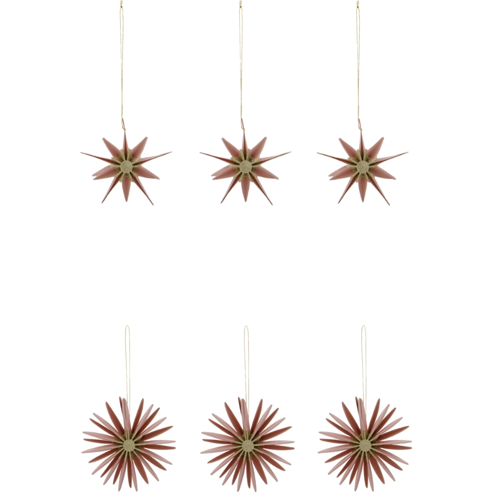 House Doctor Růžovo-zlaté papírové vánoční ozdoby Stari 8 cm, 6 ks