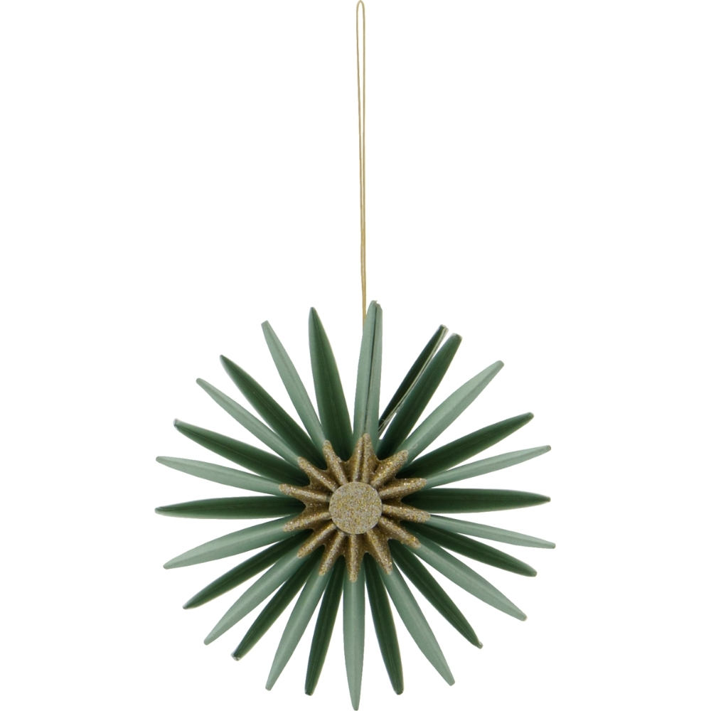 House Doctor Zeleno-zlaté papírové vánoční ozdoby Stari 8 cm, 6 ks