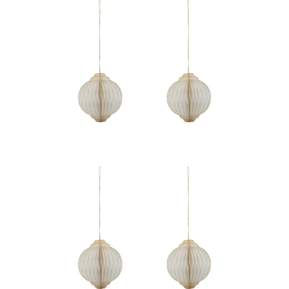 House Doctor Bílo-zlaté papírové vánoční ozdoby Alsta 8 cm, 4 ks