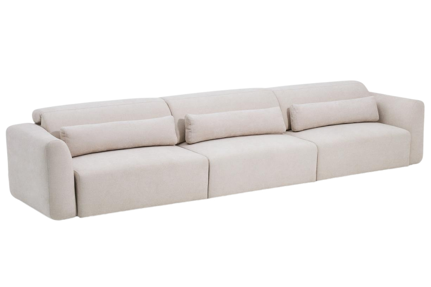 Kave Home B&eacute;žov&aacute; &scaron;estim&iacute;stn&aacute; pohovka Lares 410 cm s elektrick&yacute;m posuvem