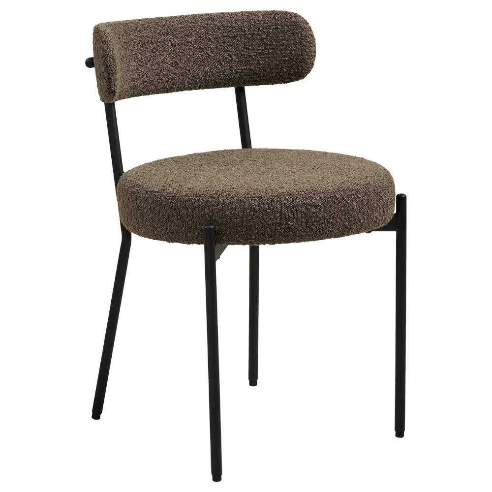 Nordic Living Hněd&aacute; boucl&eacute; j&iacute;deln&iacute; židle Baladona