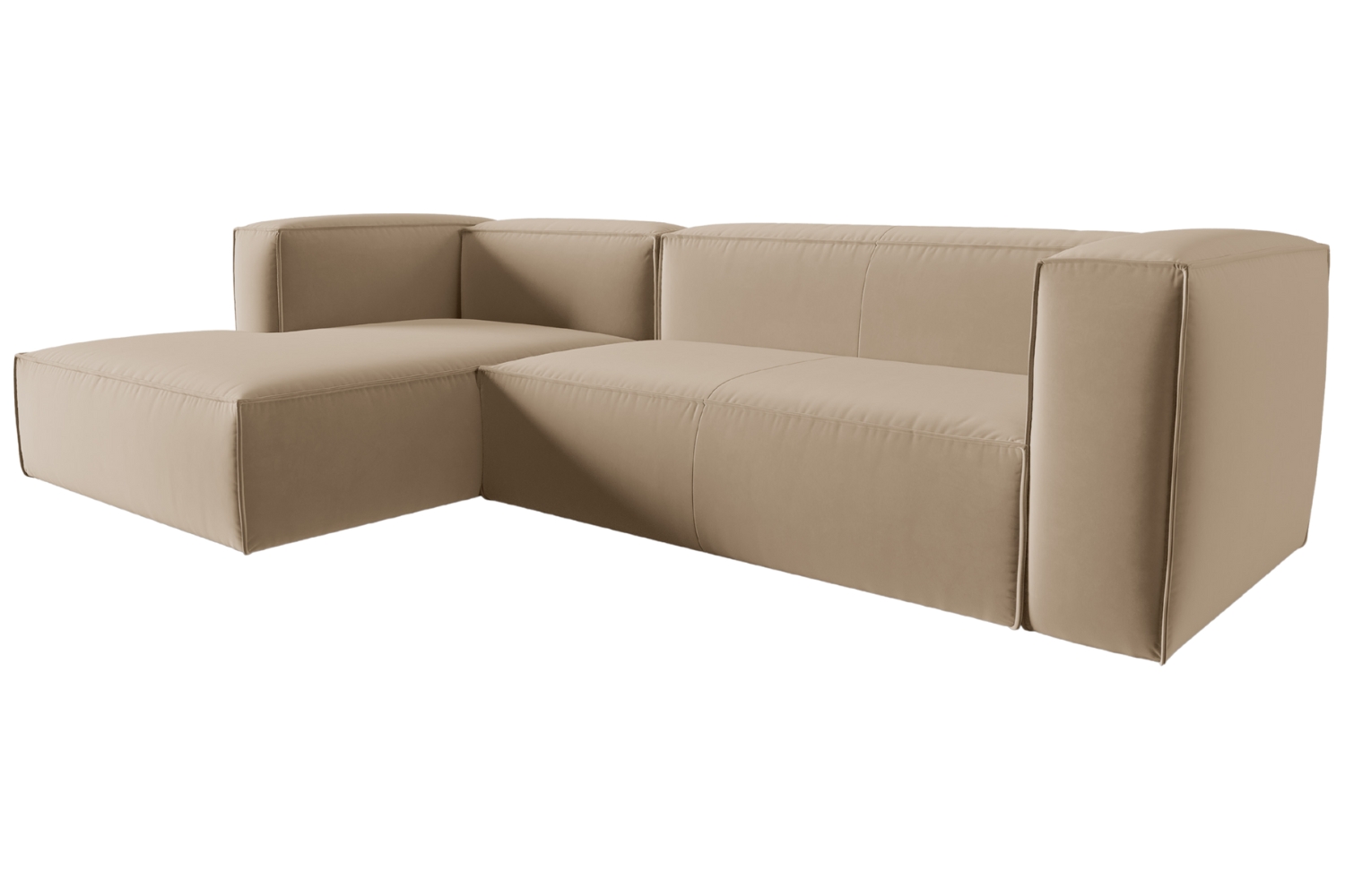 Cosmopolitan Design Pískově hnědá sametová rohová pohovka Mackay 282 cm, levá