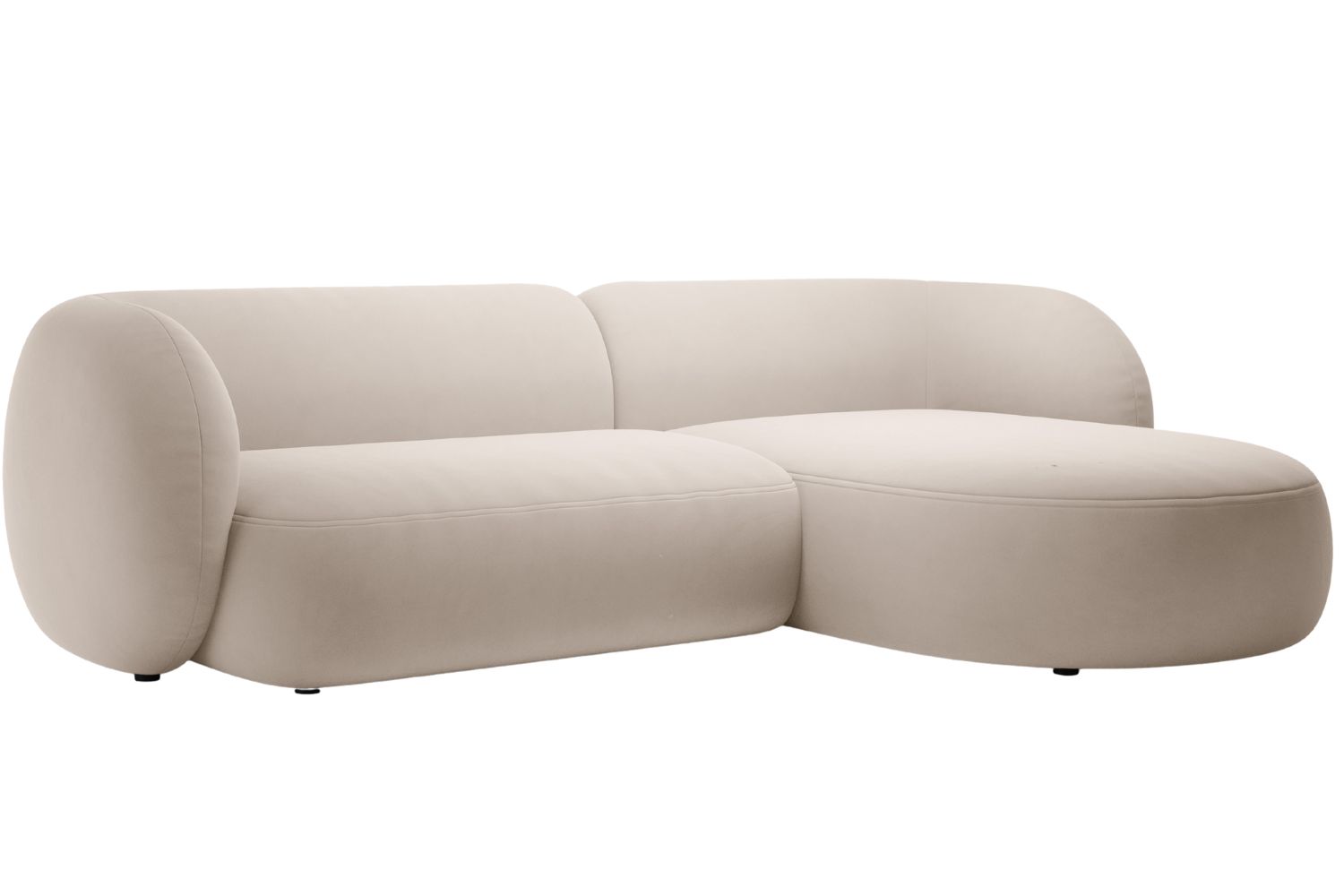 Micadoni Béžová sametová rohová pohovka Kate 285 cm, pravá