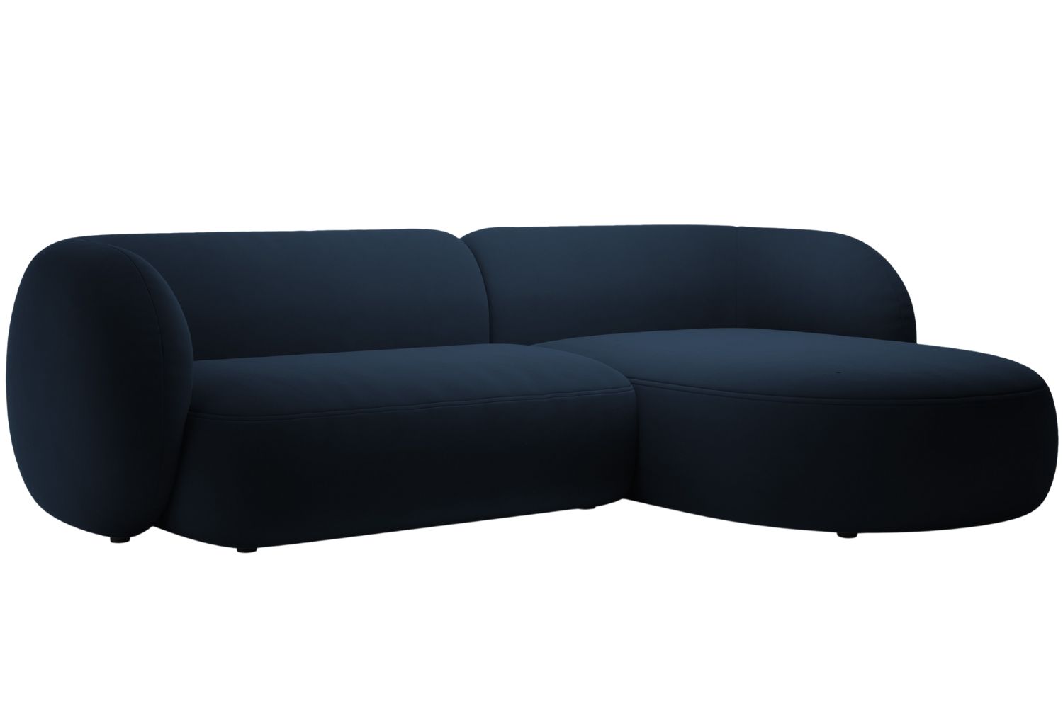 Micadoni Královsky modrá sametová rohová pohovka Kate 285 cm, pravá