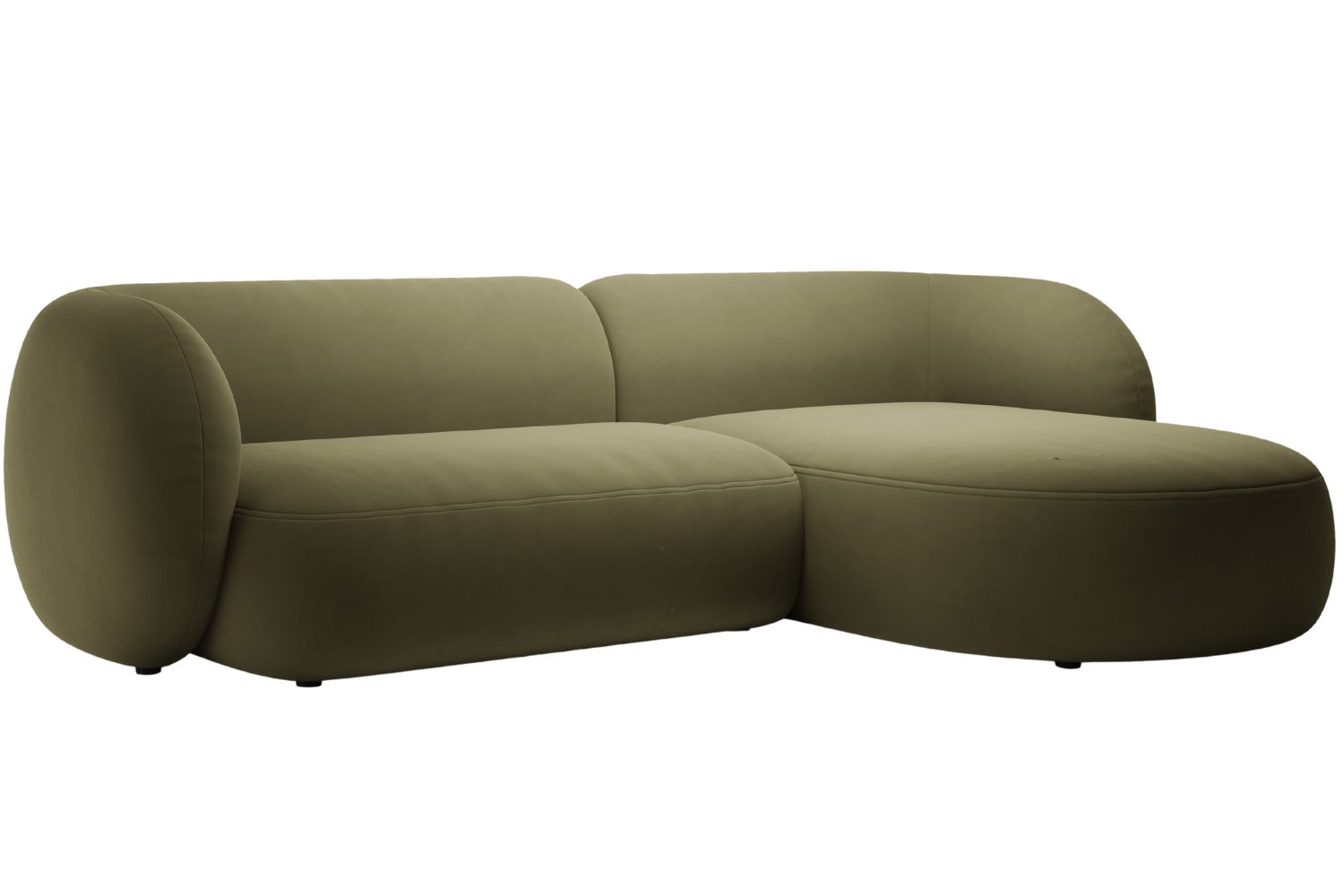 Micadoni Zelená sametová rohová pohovka Kate 285 cm, pravá