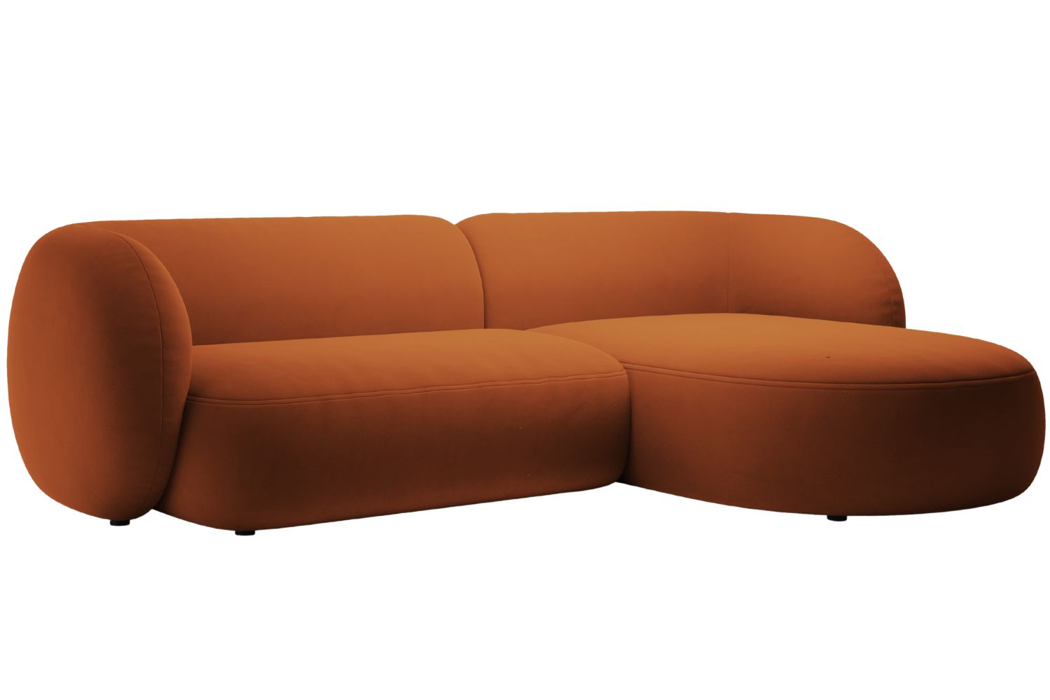 Micadoni Oranžová sametová rohová pohovka Kate 285 cm, pravá