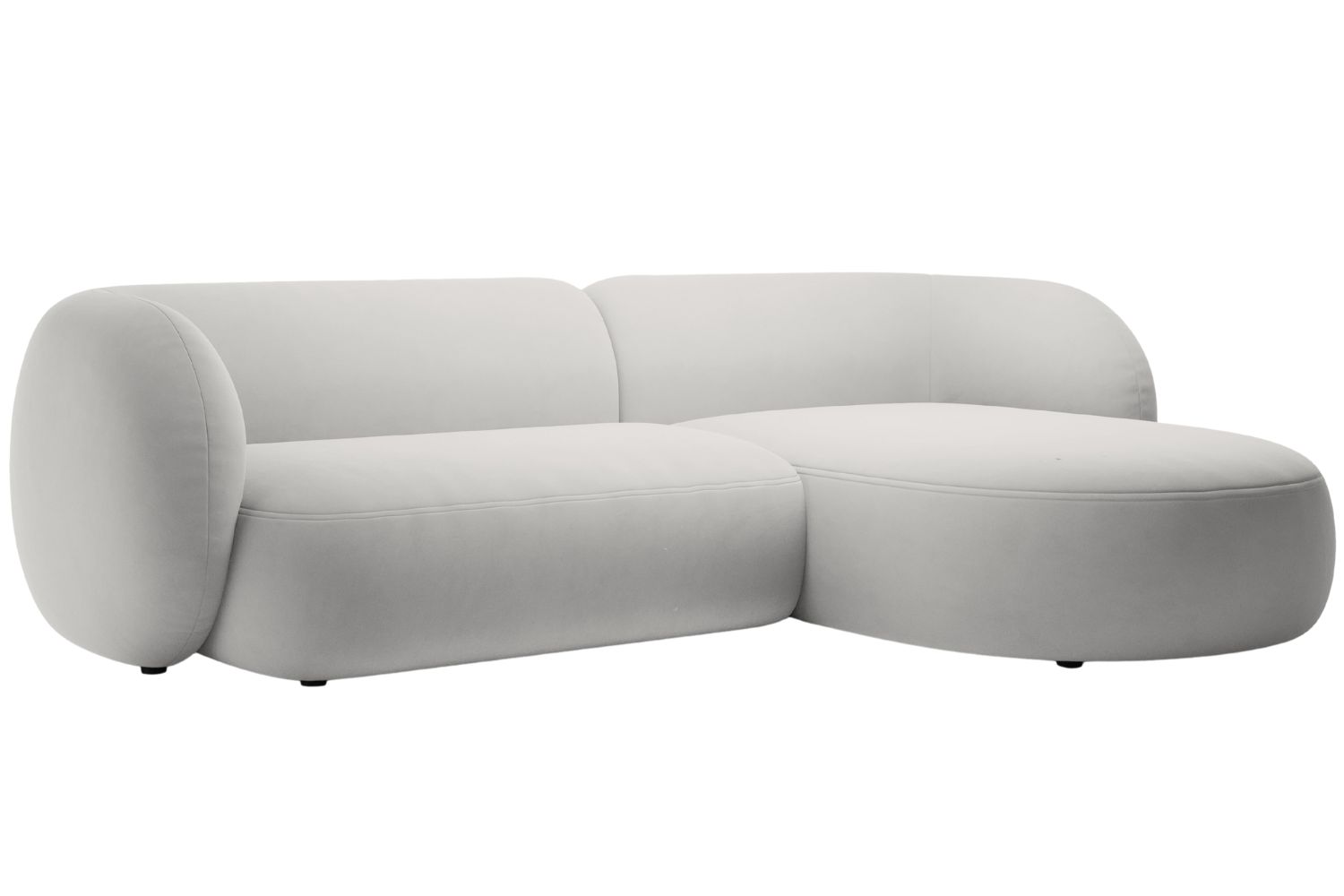 Micadoni Světle šedá sametová rohová pohovka Kate 285 cm, pravá