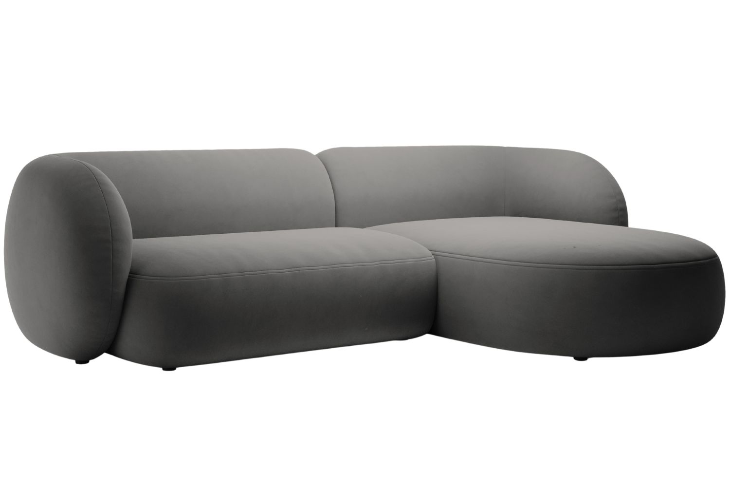 Micadoni Tmavě šedá sametová rohová pohovka Kate 285 cm, pravá