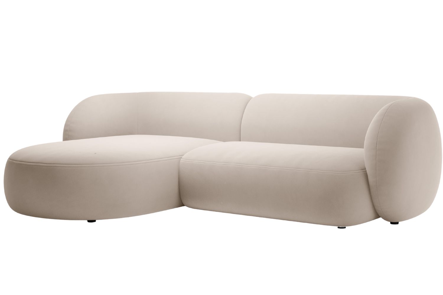 Micadoni Béžová sametová rohová pohovka Kate 285 cm, levá