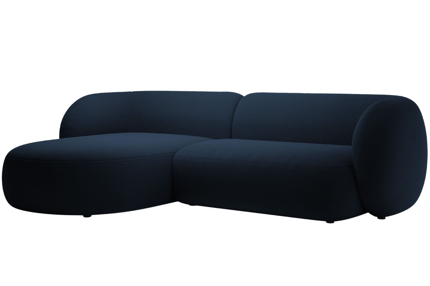 Micadoni Královsky modrá sametová rohová pohovka Kate 285 cm, levá