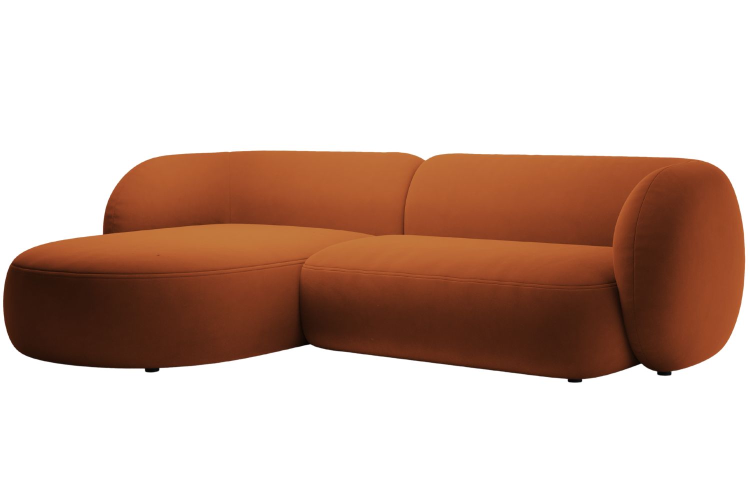 Micadoni Oranžov&aacute; sametov&aacute; rohov&aacute; pohovka Kate 285 cm, lev&aacute;