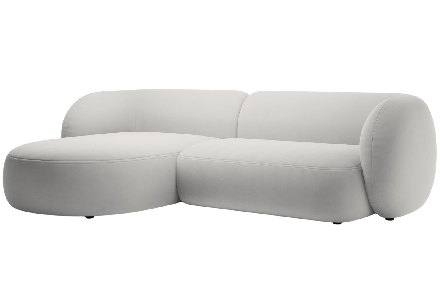 Micadoni Světle &scaron;ed&aacute; sametov&aacute; rohov&aacute; pohovka Kate 285 cm, lev&aacute;