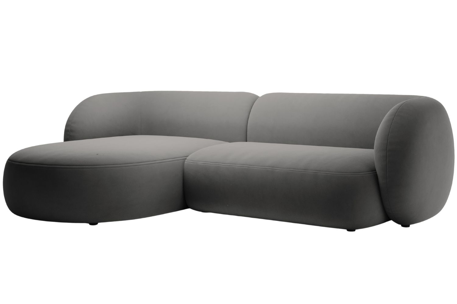 Micadoni Tmavě &scaron;ed&aacute; sametov&aacute; rohov&aacute; pohovka Kate 285 cm, lev&aacute;