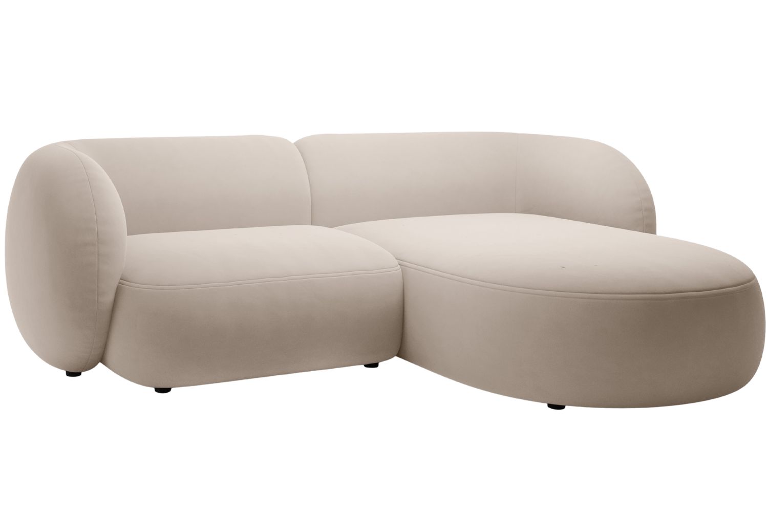 Micadoni B&eacute;žov&aacute; sametov&aacute; rohov&aacute; pohovka Kate 255 cm, prav&aacute;