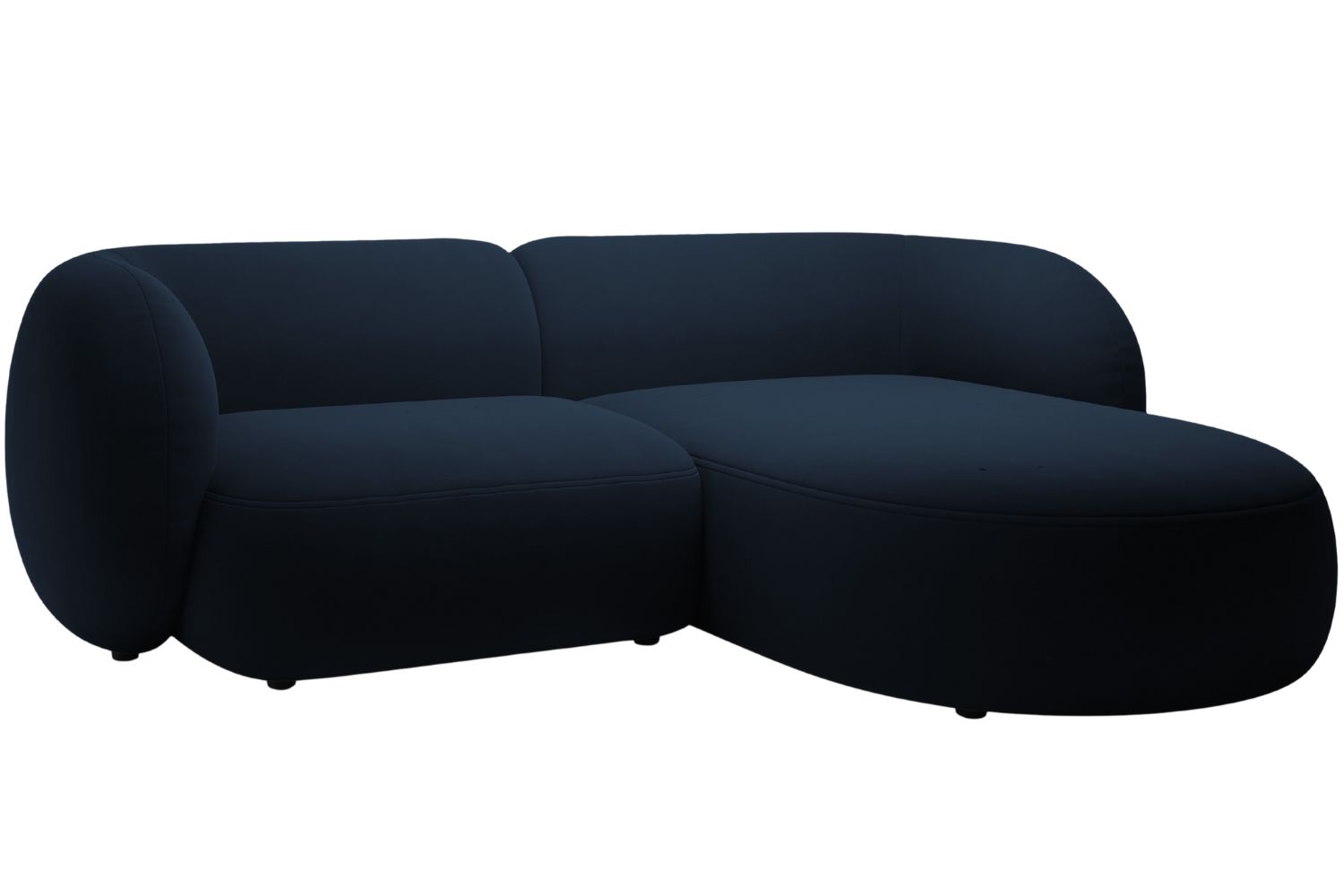 Micadoni Kr&aacute;lovsky modr&aacute; sametov&aacute; rohov&aacute; pohovka Kate 255 cm, prav&aacute;