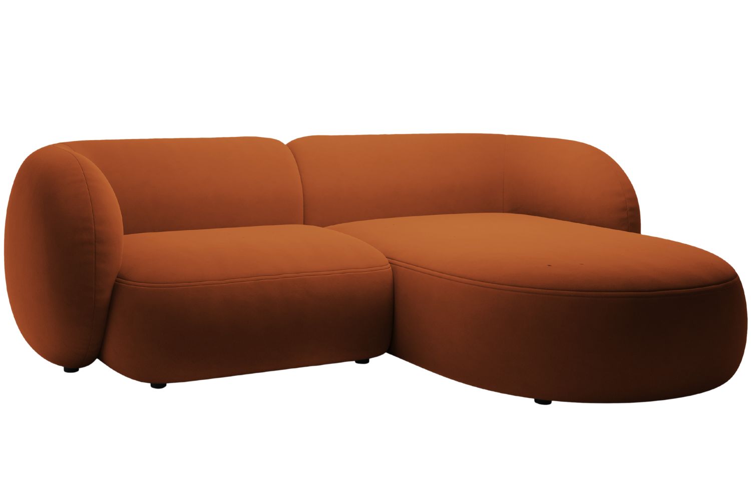 Micadoni Oranžov&aacute; sametov&aacute; rohov&aacute; pohovka Kate 255 cm, prav&aacute;